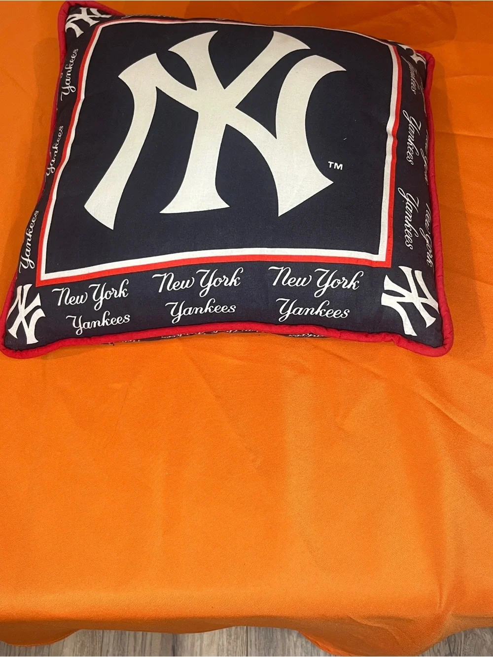 Homemade New York Yankees Navy Set  wThrow Pillows with Red Trim
